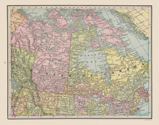 Historic Map - Canada - Cram 1892 - 29.32 x 23 - Vintage Wall Art