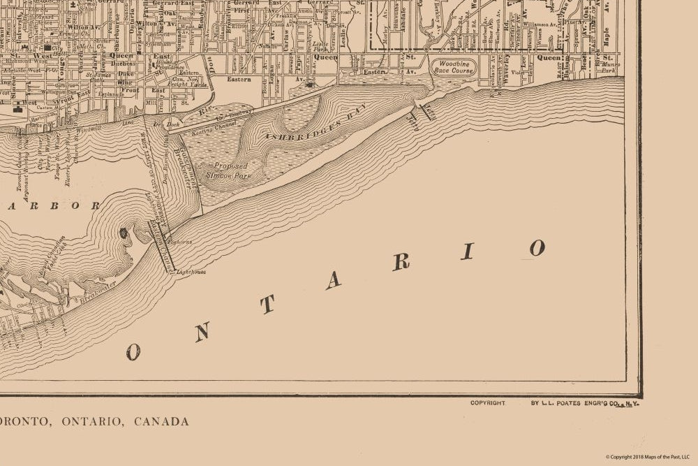 Historic Map - Toronto Canada - Reynold 1921 - 34.49 x 23 - Vintage Wall Art