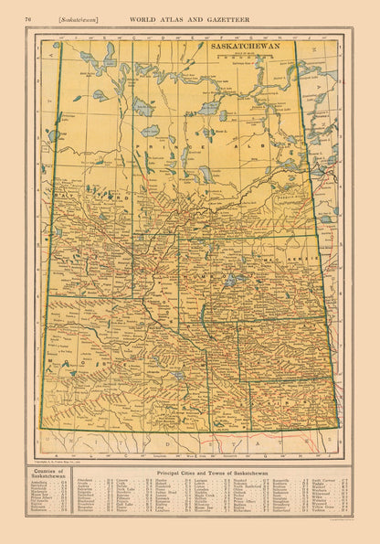 Historic Map - Saskatchewan Canada - Reynold 1921 - 23 x 32.89 - Vintage Wall Art