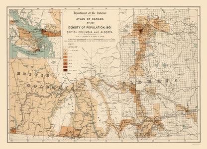 Historic Map - Alberta British Columbia Canada - White 1906 - 31.80 x 23 - Vintage Wall Art