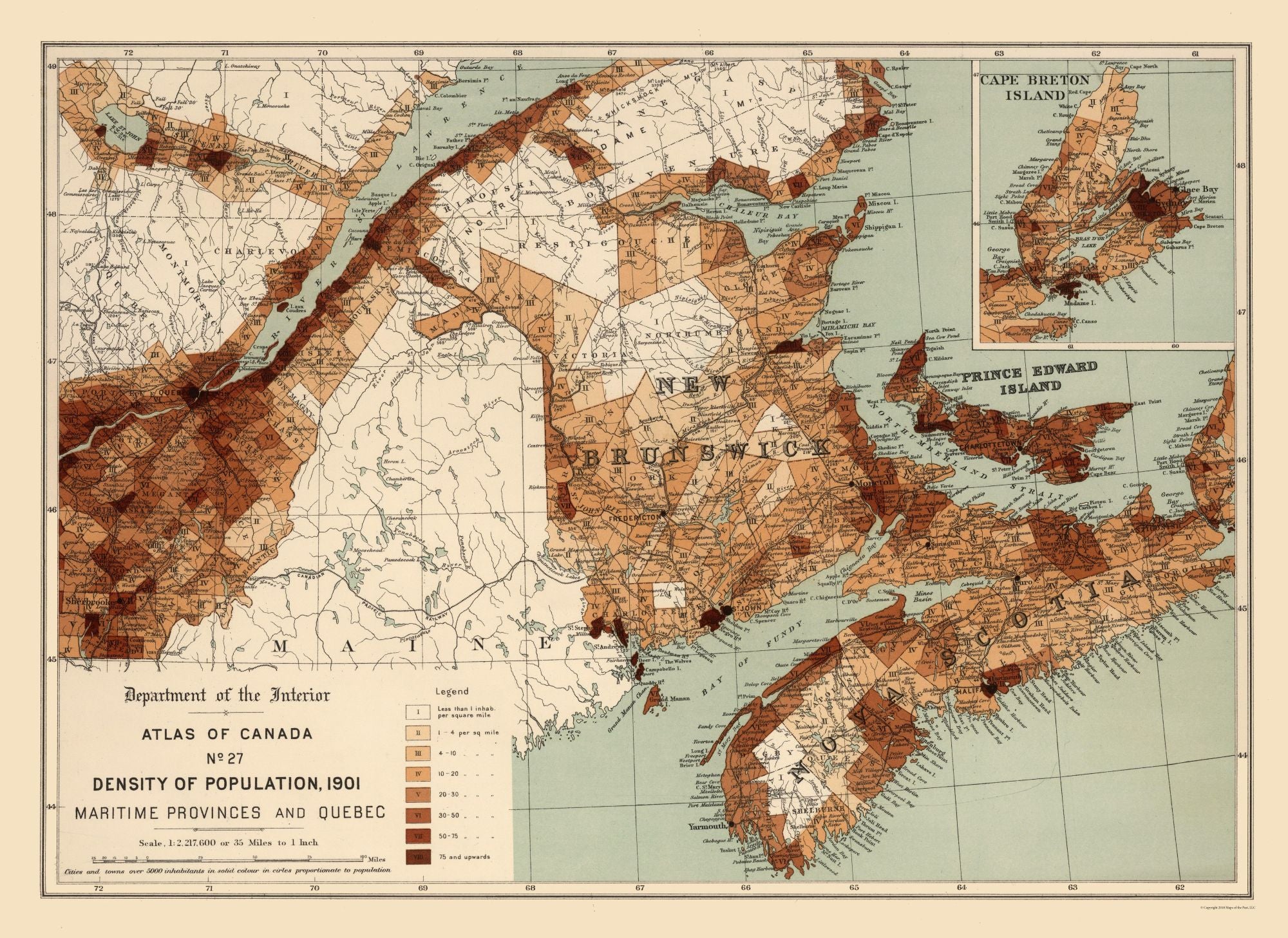 Historic Map - Maritime Provinces Quebec Canada - White 1906 - 31.57 x ...