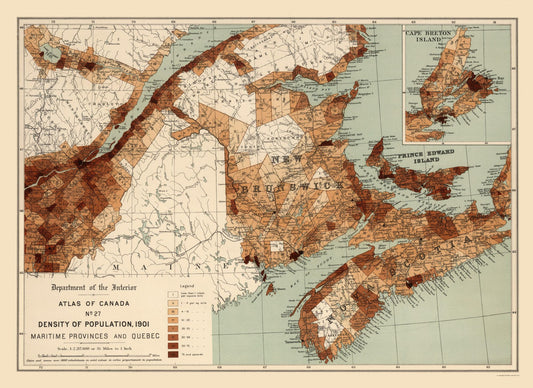 Historic Map - Maritime Provinces Quebec Canada - White 1906 - 31.57 x 23 - Vintage Wall Art