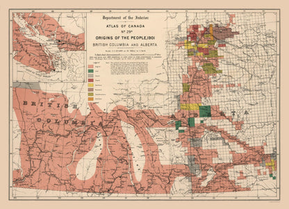 Historic Map - British Columbia Alberta Canada - White 1906 - 31.78 x 23 - Vintage Wall Art