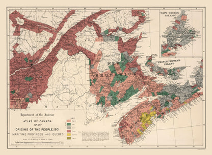 Historic Map - New Brunswick Canada Origins - White 1906 - 31.59 x 23 - Vintage Wall Art