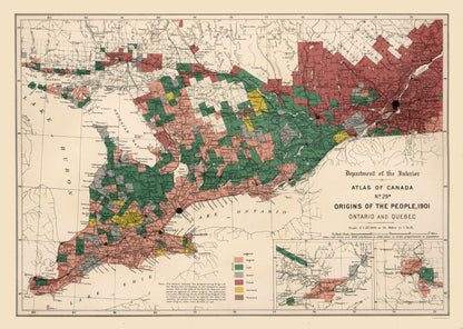 Historic Map - Ontario Quebec Canada - White 1906 - 32.38 x 23 - Vintage Wall Art