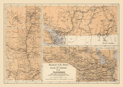 Historic Map - Canada Telephones - White 1906 - 32.24 x 23 - Vintage Wall Art