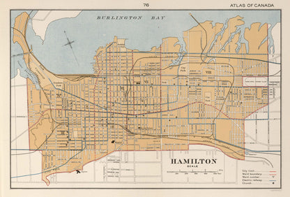 Historic Map - Hamilton Canada - Chalifour 1915 - 33.98 x 23 - Vintage Wall Art