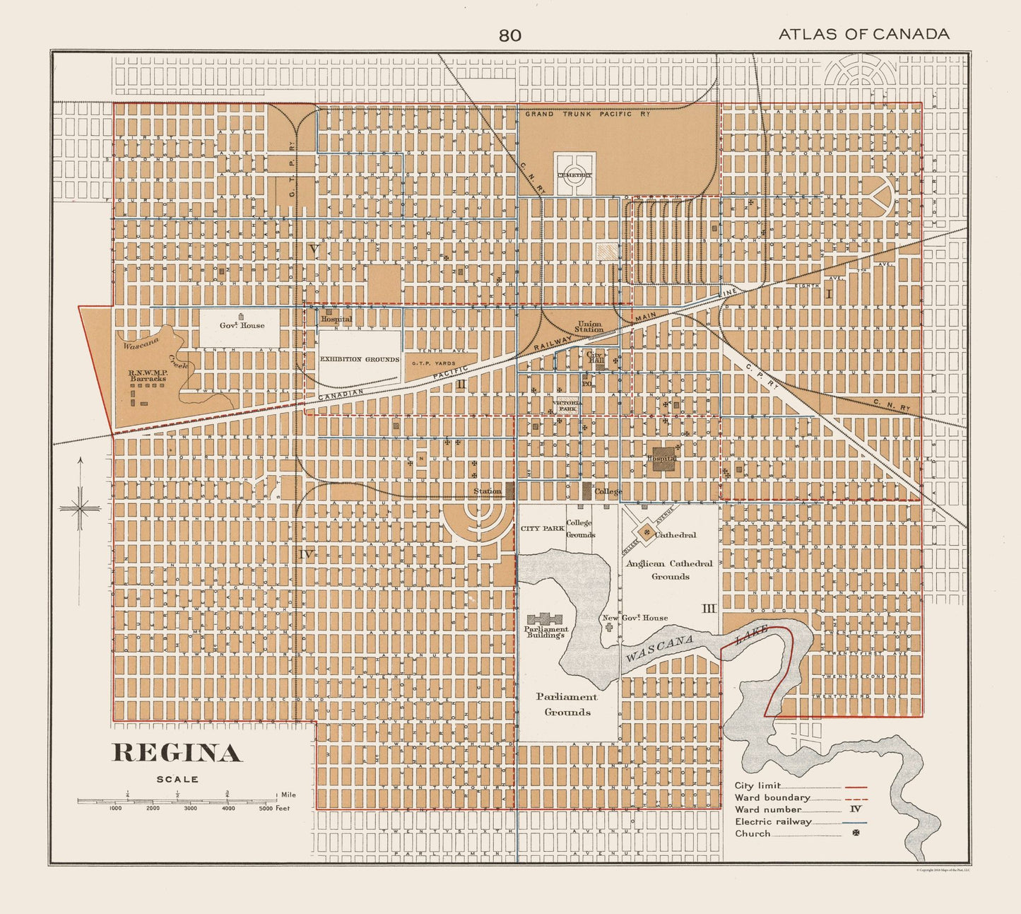 Historic Map - Regina Canada - Chalifour 1915 - 25.72 x 23 - Vintage Wall Art