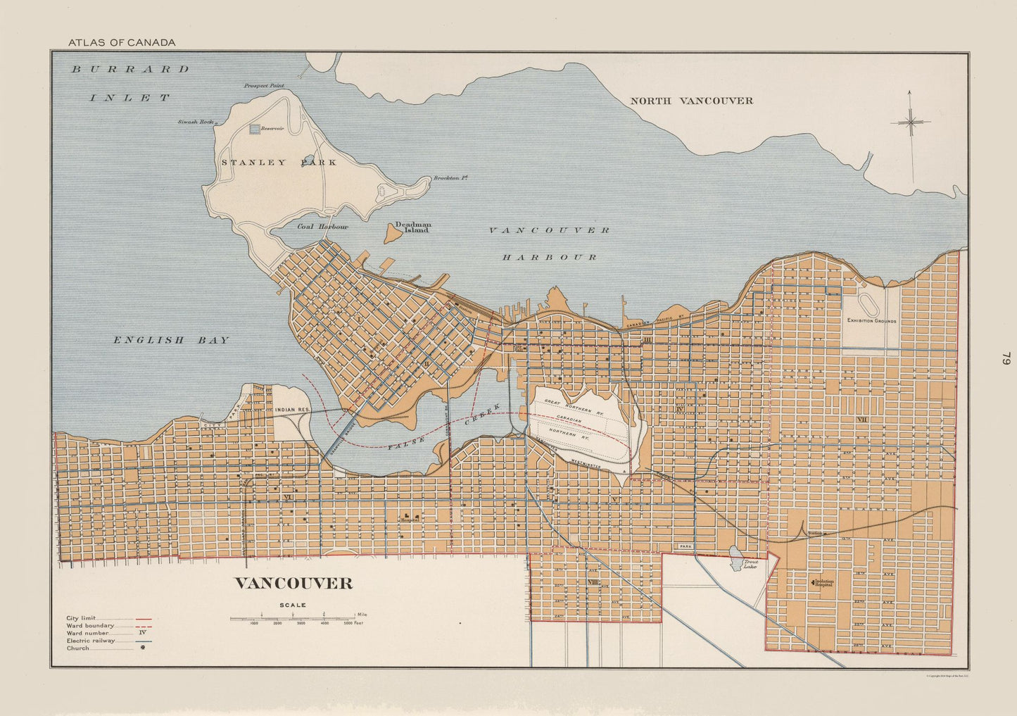 Historic Map - Vancouver Canada - Chalifour 1915 - 32.67 x 23 - Vintage Wall Art