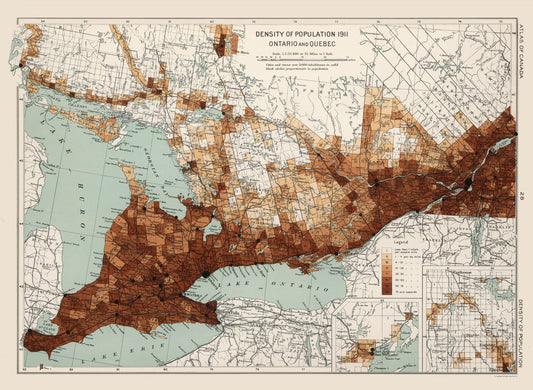Historic Map - Ontario Quebec Canada - Chalifour 1915 - 31.47 x 23 - Vintage Wall Art