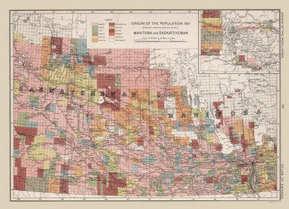 Historic Map - Saskatchewan Manitoba Canada - Chalifour 1915 - 31.84 x 23 - Vintage Wall Art