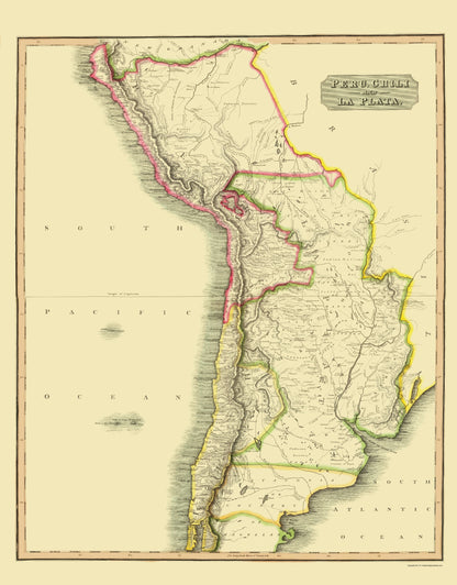 Historic Map - Chile Bolivia Argentina Peru - Thomson 1816 - 23 x 29 - Vintage Wall Art