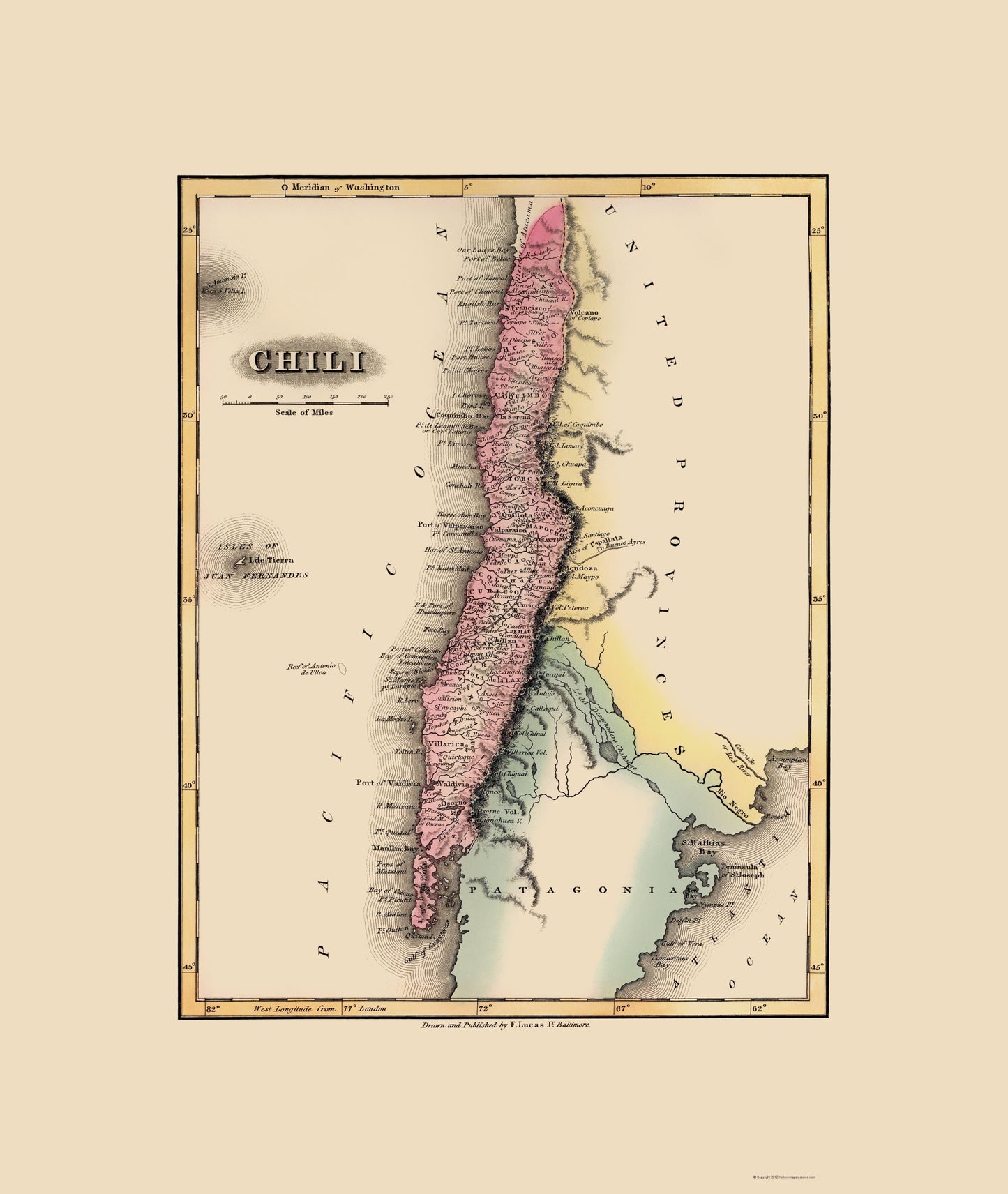 Historic Map - Chile - Lucas 1823 - 23 x 27.24 - Vintage Wall Art