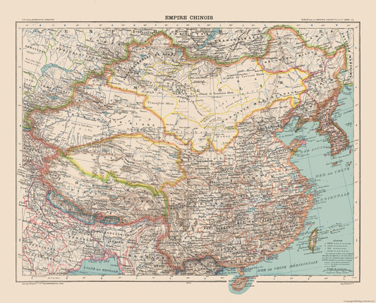 Historic Map - Chinese Empire- Schrader 1908 - 28.53 x 23 - Vintage Wall Art