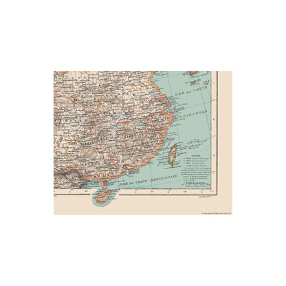 1908 Chinese Map Historic Map - Chinese Empire- Schrader 1908 - 28.53 x 23 - Vintage Wa ...