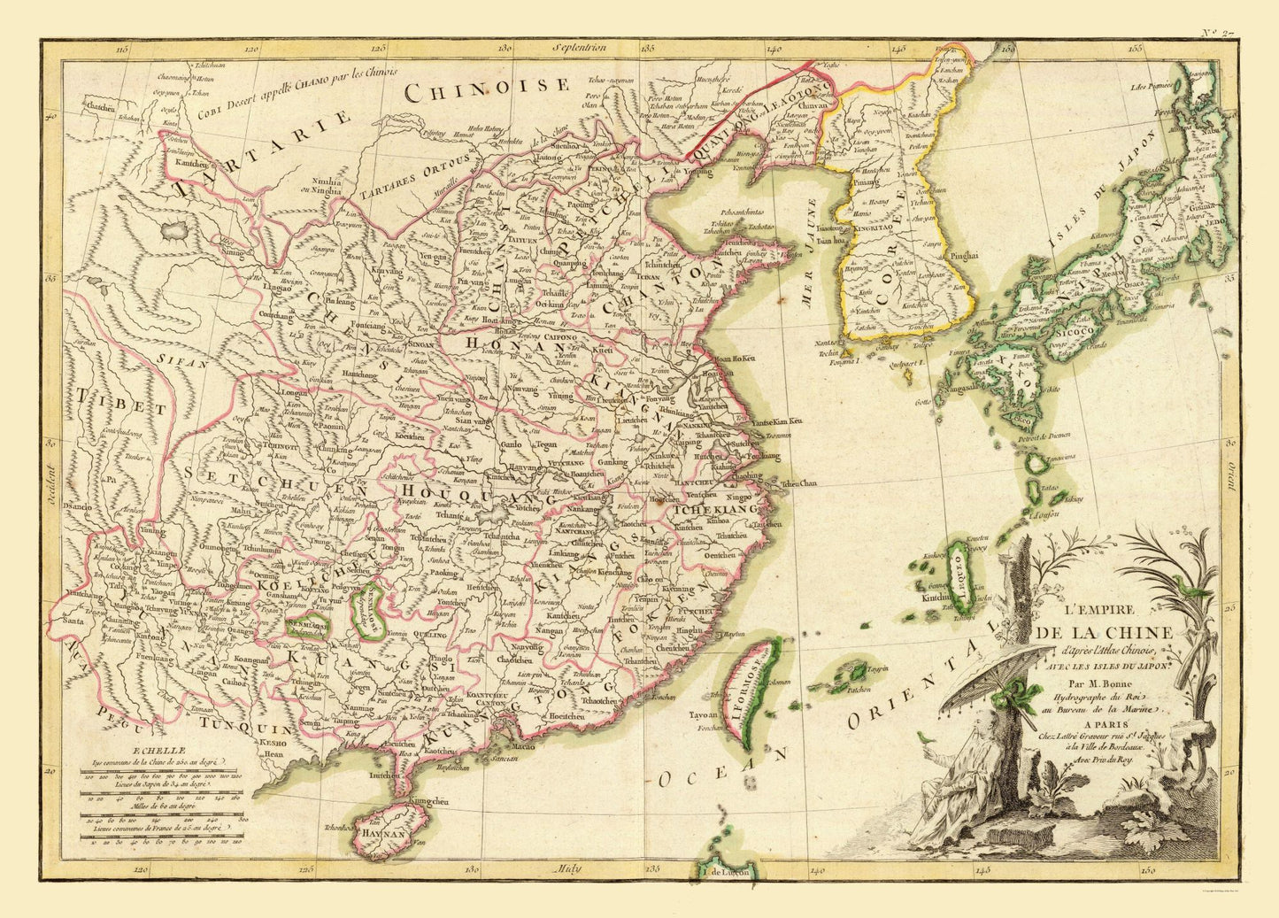 Historic Map - Chinese Empire - Bonne - 32.06 x 23 - Vintage Wall Art