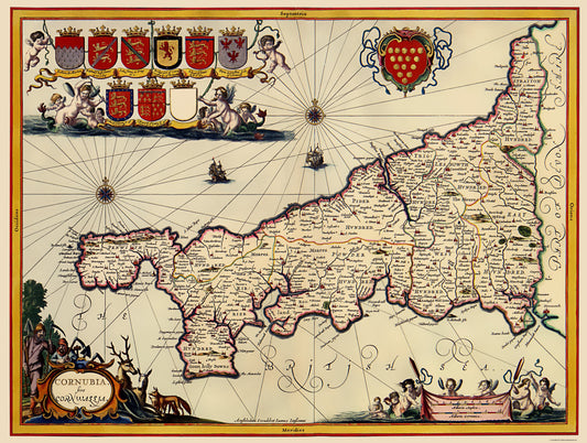 Historic Map - Cornwall County England - Jansson 1646 - 23 x 30.49 - Vintage Wall Art