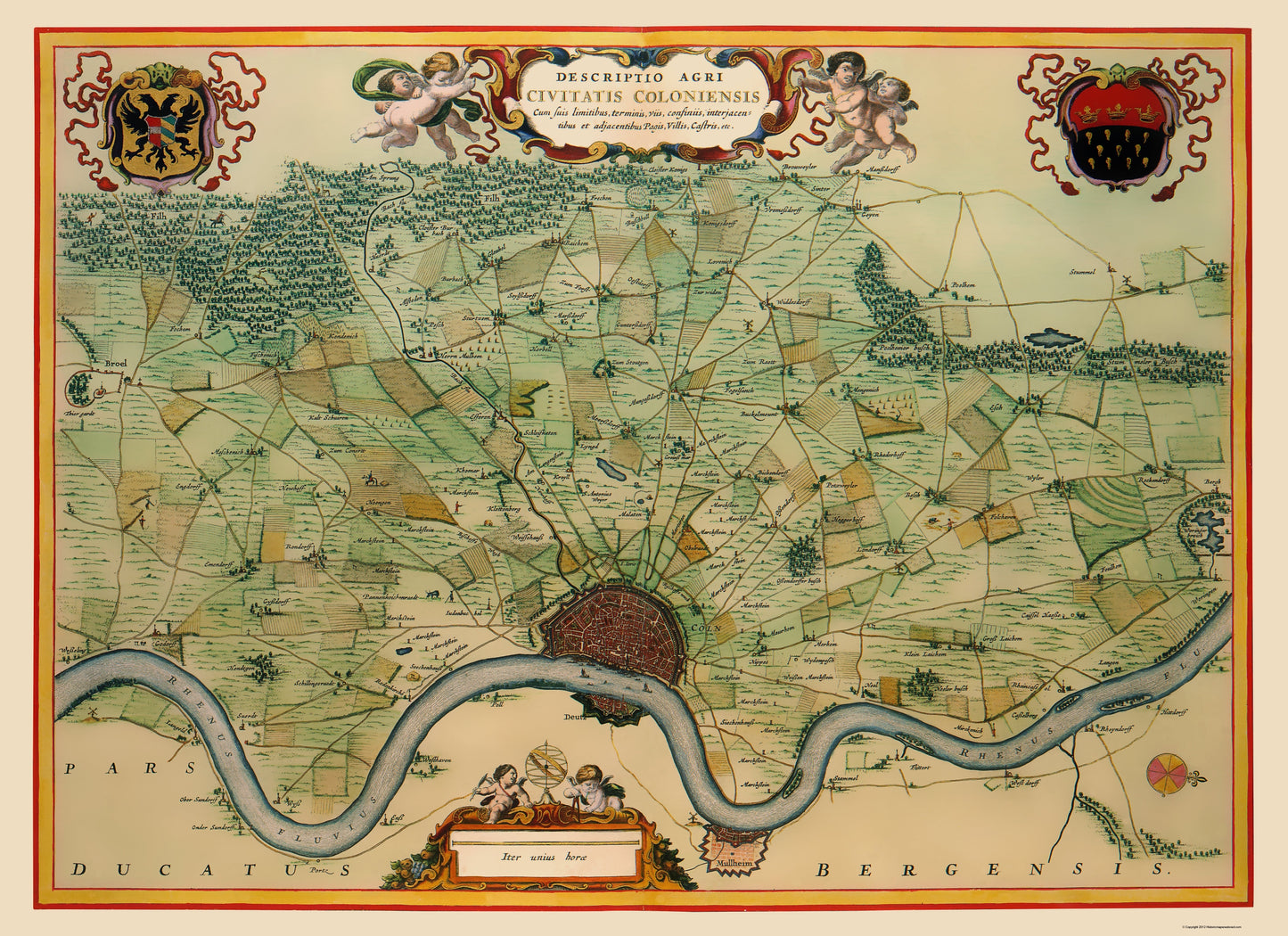 Historic Map - Cologne Area Germany - Visscher 1681 - 23 x 31.66 - Vintage Wall Art
