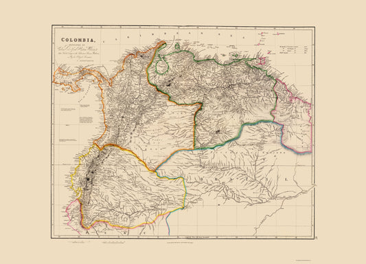 Historic Map - Colombia - Arrowsmith 1844 - 23 x 31.95 - Vintage Wall Art