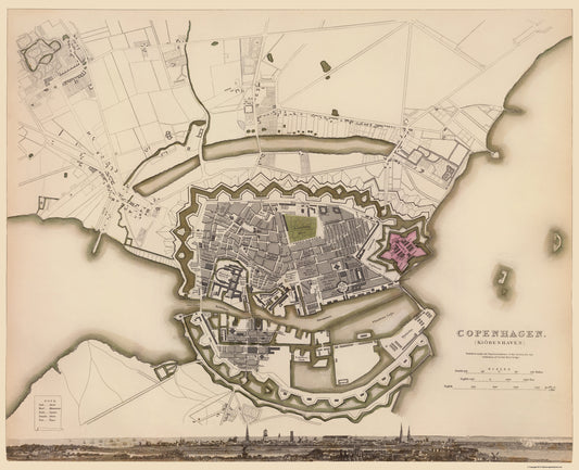 Historic Map - Copenhagen Denmark - Chapman 1856 - 23 x 28.34 - Vintage Wall Art