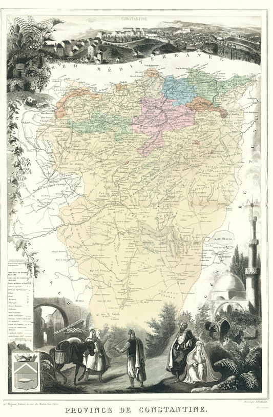 Historic Map - Constantine Province - Migeon 1869 - 23 x 35 - Vintage Wall Art