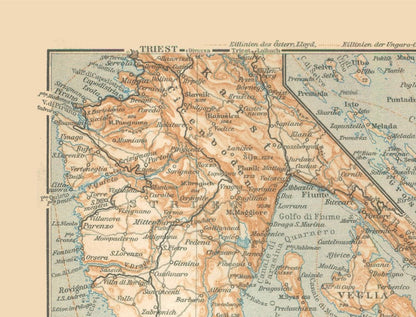 Historic Map - Sibenik Croatia - Baedeker 1910 - 30.15 x 23 - Vintage Wall Art