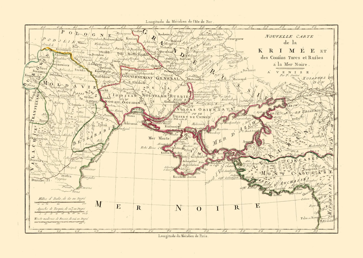 Historic Map - Crimea Russian Empire - Santini 1794 - 32.25 x 23 - Vintage Wall Art