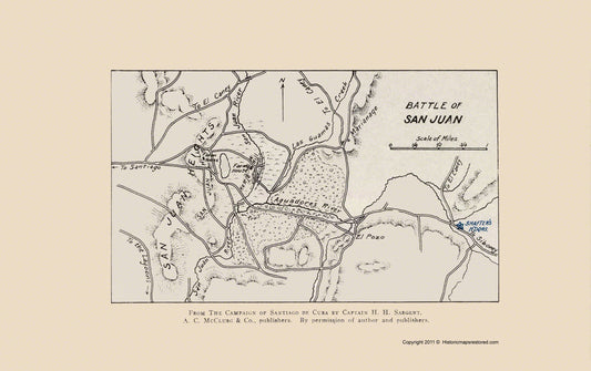 Historic War Map - San Juan Battle Map 2 - McClurg 1907 - 23 x 36.60 - Vintage Wall Art