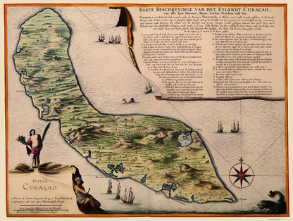 Historic Map - Caribbean Curacao - 1690 - 23 x 30.46 - Vintage Wall Art