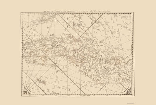 Historic Nautical Map - Cuba Surrounding Nautical - Jefferys 1775 - 23 x 33 - Vintage Wall Art