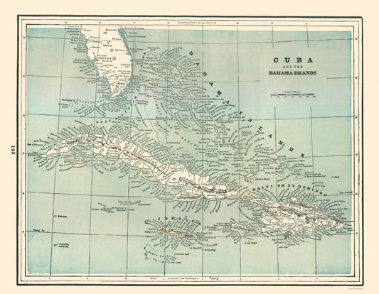 Historic Map - Cuba Bahamas - Rathbun 1893 - 23 x 29.59 - Vintage Wall Art