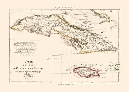 Historic Map - Cuba Jamaica - Santini 1794 - 32.22 x 23 - Vintage Wall Art