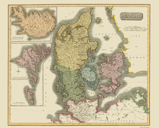 Historic Map - Denmark - Thomson 1817 - 23 x 28.56 - Vintage Wall Art