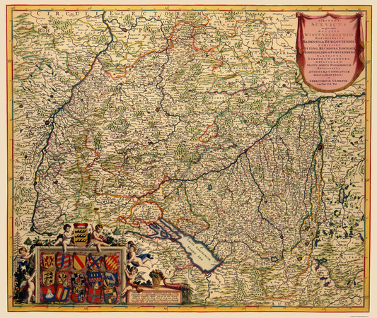 Historic Map - Grand Duchy Baden Germany - De Wit 1688 - 23 x 27.24 - Vintage Wall Art