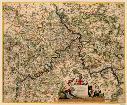 Historic Map - Trier Germany - De Wit 1688 - 23 x 27.98 - Vintage Wall Art