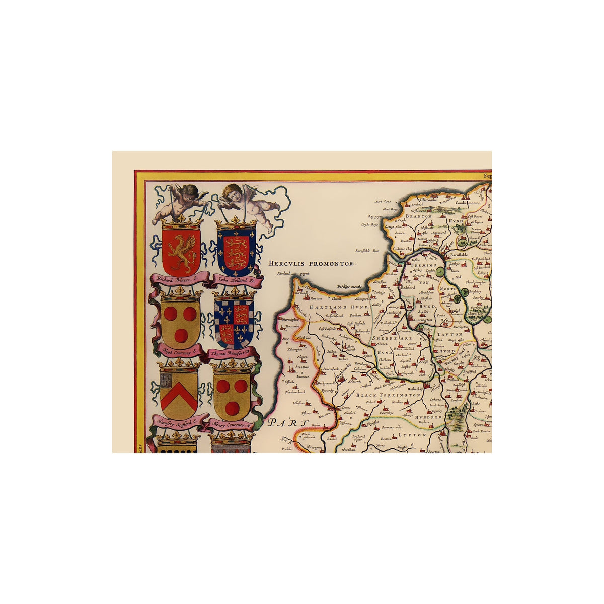 Wall Map Devon Historic Map - Devon County England - Blaeu 1646 - Vintage Wall Art ...