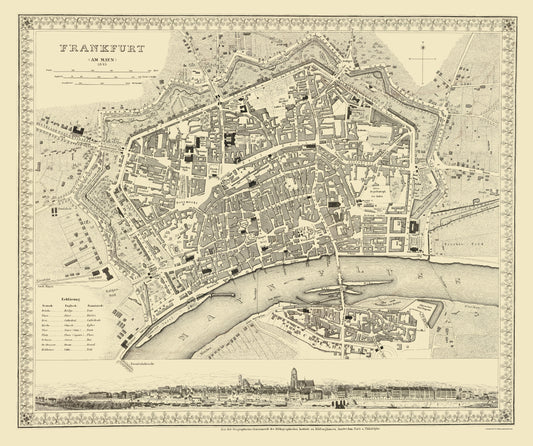 Historic Map - Frankfurt Germany - Meyer 1845 - 23 x 27.50 - Vintage Wall Art