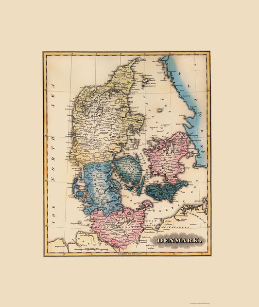 Historic Map - Denmark - Lucas 1823 - 23 x 27.24 - Vintage Wall Art