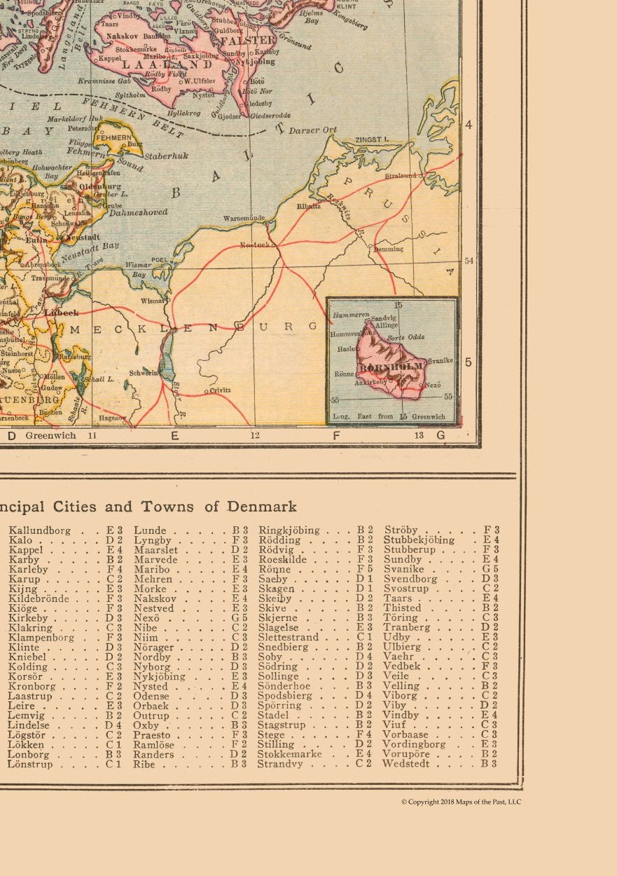 Historic Map - Schleswig Holstein Germany Denmark - Reynold 1921 - 23 x 32.61 - Vintage Wall Art