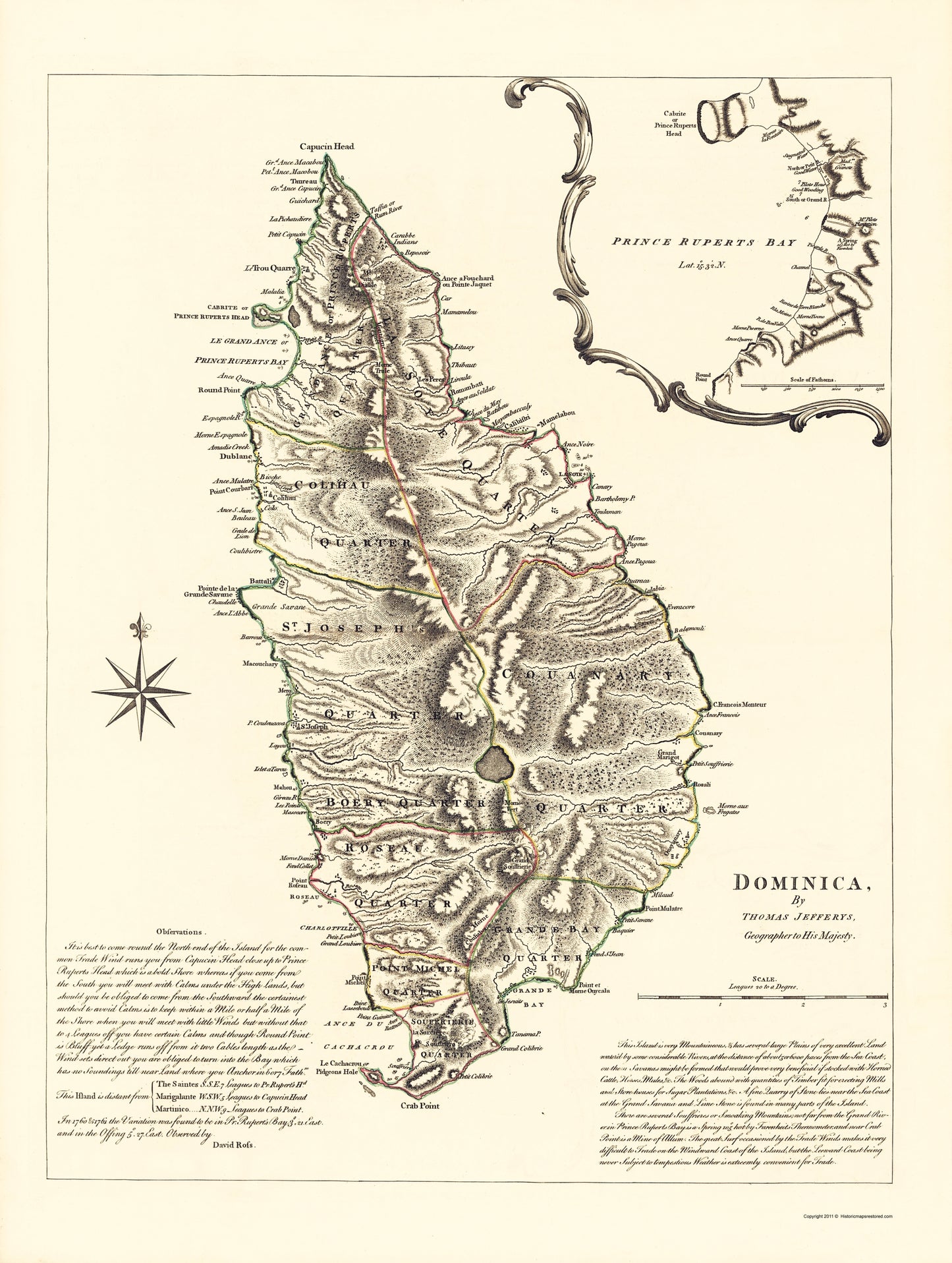 Historic Map - Dominica - Sayer 1768 - 23 x 30.49 - Vintage Wall Art