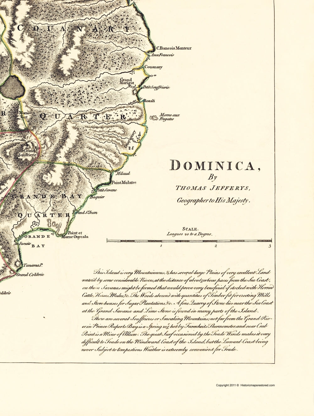 Historic Map - Dominica - Sayer 1768 - 23 x 30.49 - Vintage Wall Art