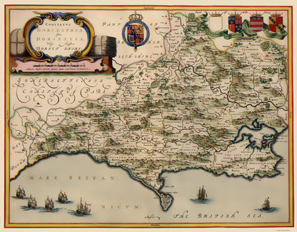 Historic Map - Dorset County England - Blaeu 1646 - 23 x 29.42 - Vintage Wall Art