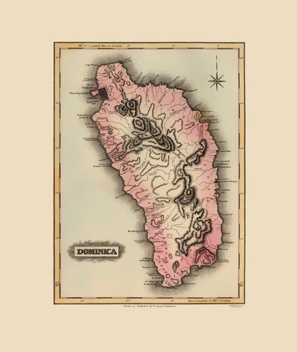 Historic Map - Dominica - Lucas 1823 - 23 x 27.24 - Vintage Wall Art