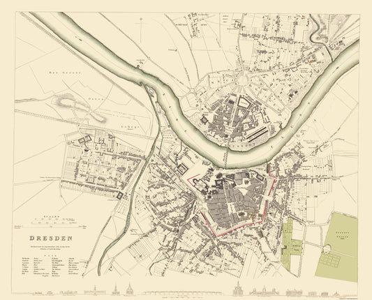 Historic Map - Dresden Germany - Chapman 1833 - 23 x 28.54 - Vintage Wall Art