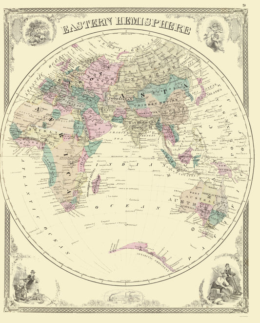 Historic Map - Eastern Hemisphere - Baskin 1876 - 23 x 28.54 - Vintage Wall Art