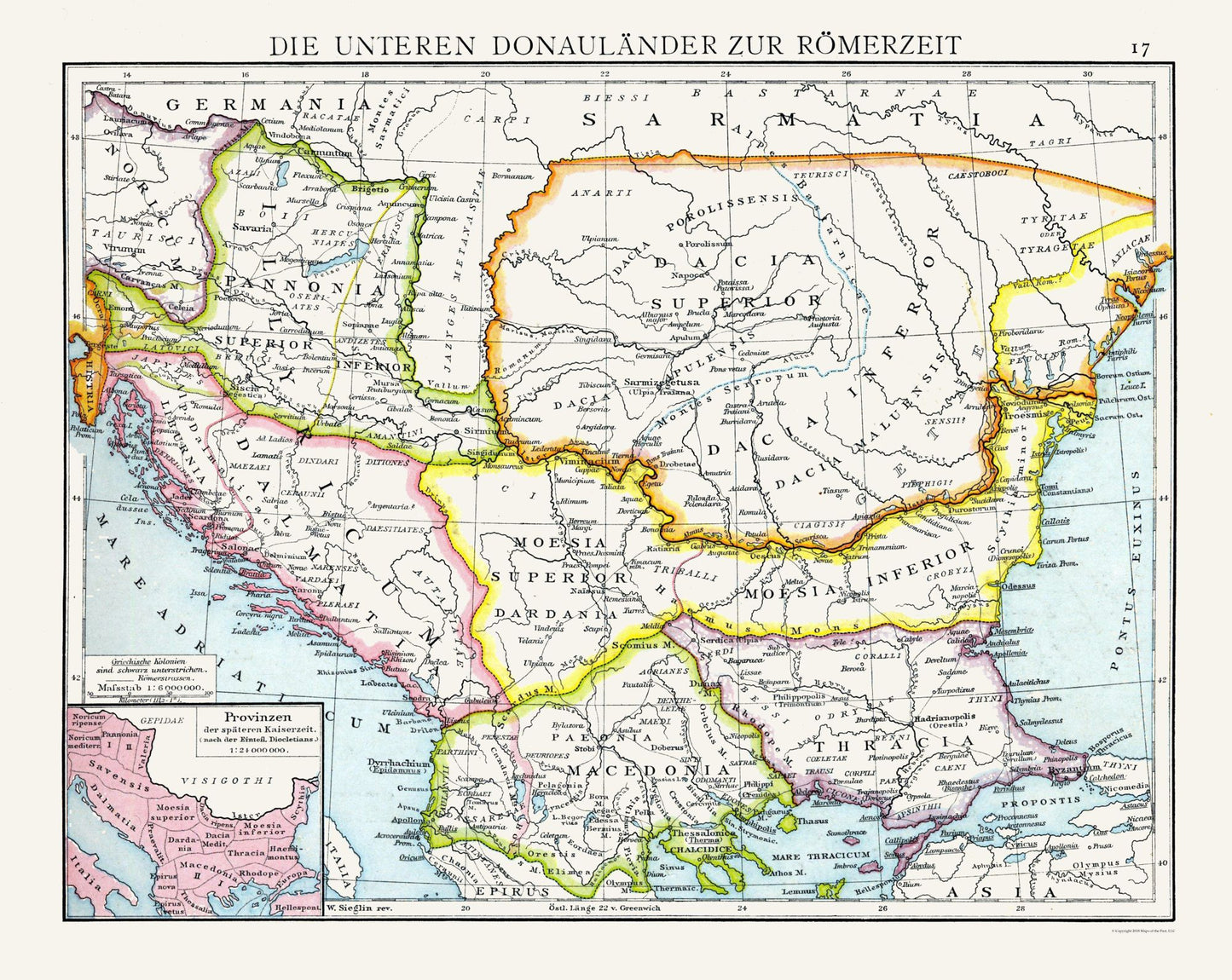 Historic Map - Roman Empire Lower Danubian Countries - Droysen 1886 - 28.90 x 23 - Vintage Wall Art