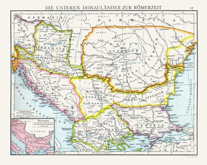 Historic Map - Roman Empire Lower Danubian Countries - Droysen 1886 - 28.90 x 23 - Vintage Wall Art