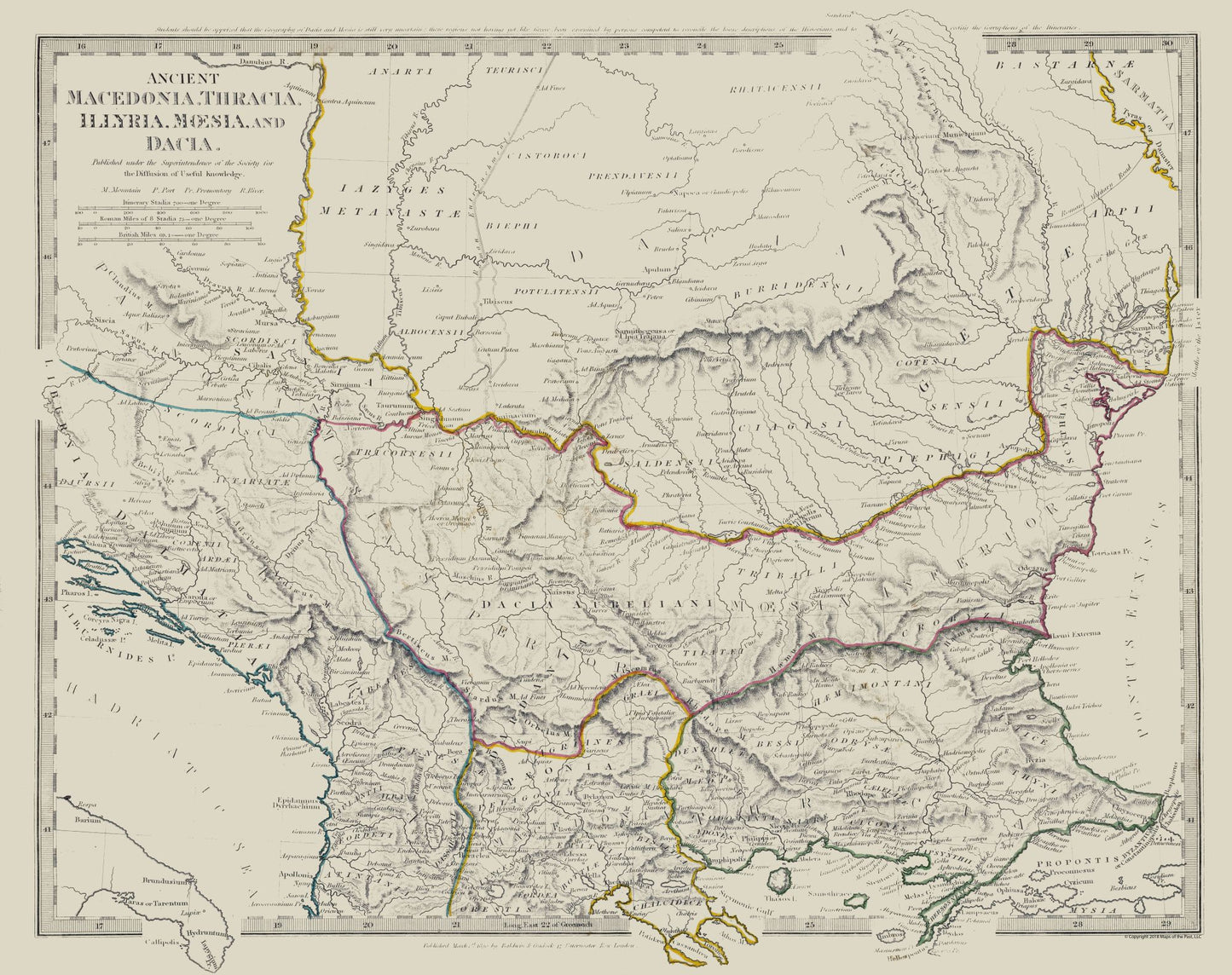 Historic Map - North Macedonia Ancient Thracia Illyria - Chapman 1830 - 29.04 x 23 - Vintage Wall Art