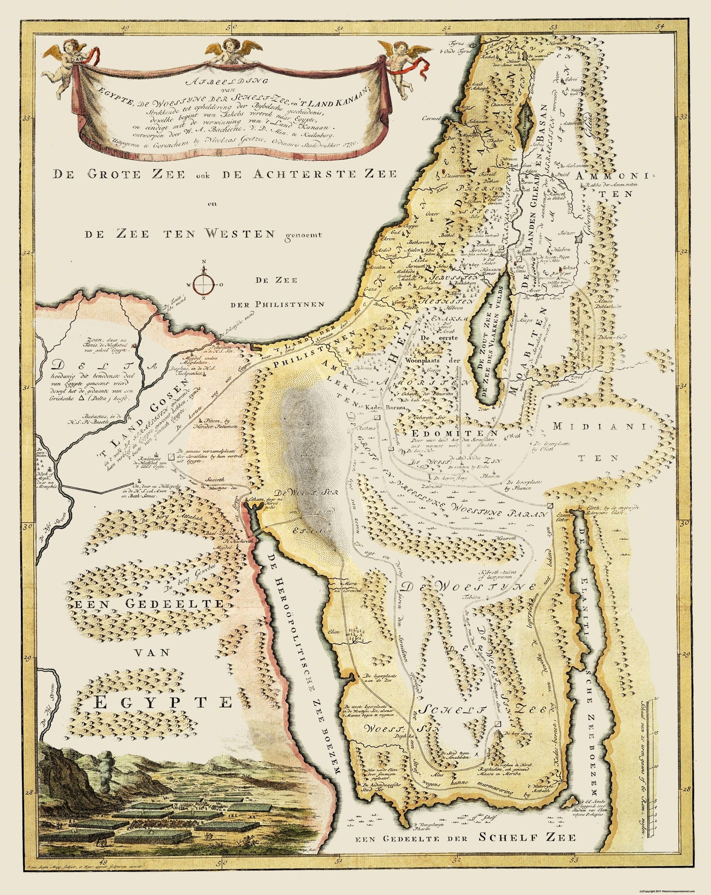 Historic Map - Egypt Canaan Land - Goetze 1750 - 23 x 28 - Vintage Wall Art