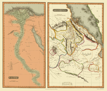 Historic Map - Egypt Abyssinia - Thomson 1817 - 23 x 27.21 - Vintage Wall Art